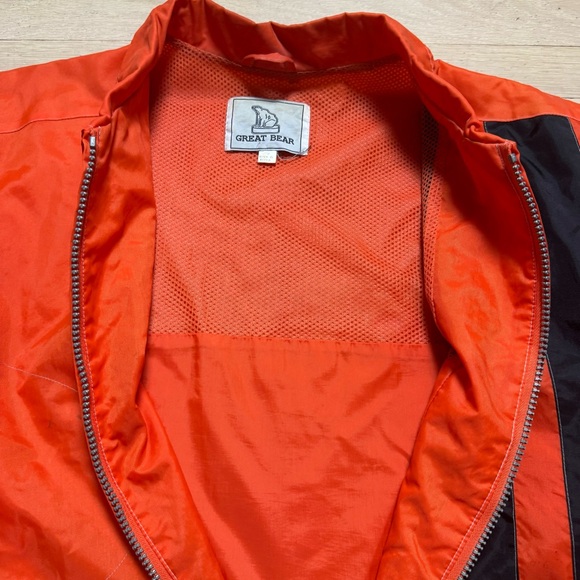Vintage 90s Great Bear Orange Black Stripe Windbreaker Jacket Mens M Retro - Picture 6 of 15